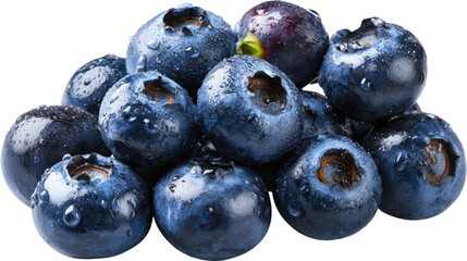 A close-up of fresh, ripe blueberries adorned with water droplets, showcasing their vibrant color and juicy texture, perfect for healthy eating, desserts, and smoothies.