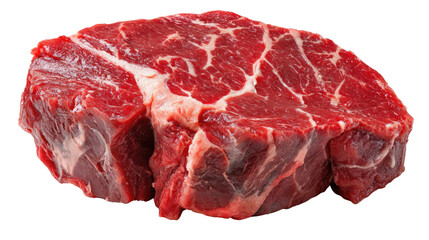 Fototapeta premium High-quality raw meat cut, showcasing marbling and rich red color. Ideal for culinary presentations, recipes, or meat market visuals, highlighting premium beef selection.