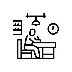 Black line icon for exam