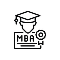 Black line icon for mba