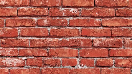 Obraz premium A weathered red brick wall displays its texture, revealing various shades and rough surfaces. The light accentuates the crevices and imperfections, adding character.