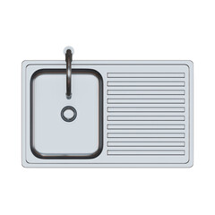 Kitchen Sink Top View 3D Render Illustration