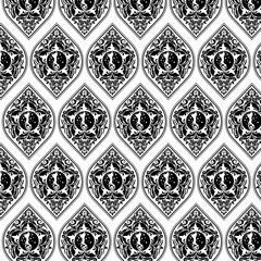 Black and White Seamless Thai Pattern