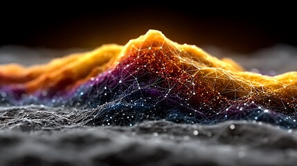 Polygon shards arranged into abstract waveforms with gradient glow