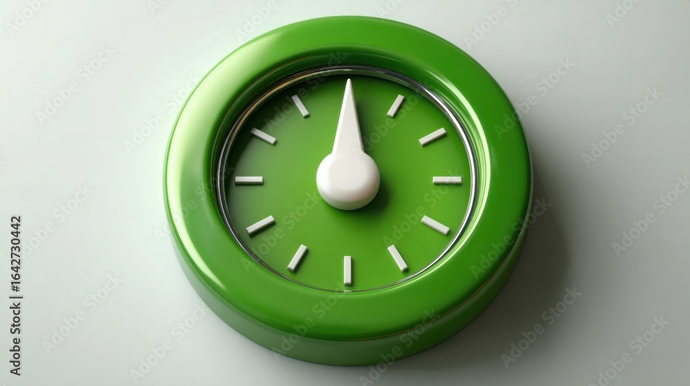 Poster green clock with white face representing time management and efficiency in speeding up workflow to m
