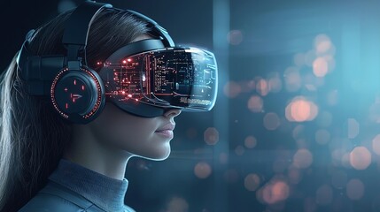 Virtual reality experience immersive technology showcase futuristic space digital interaction close-up innovation unleashed