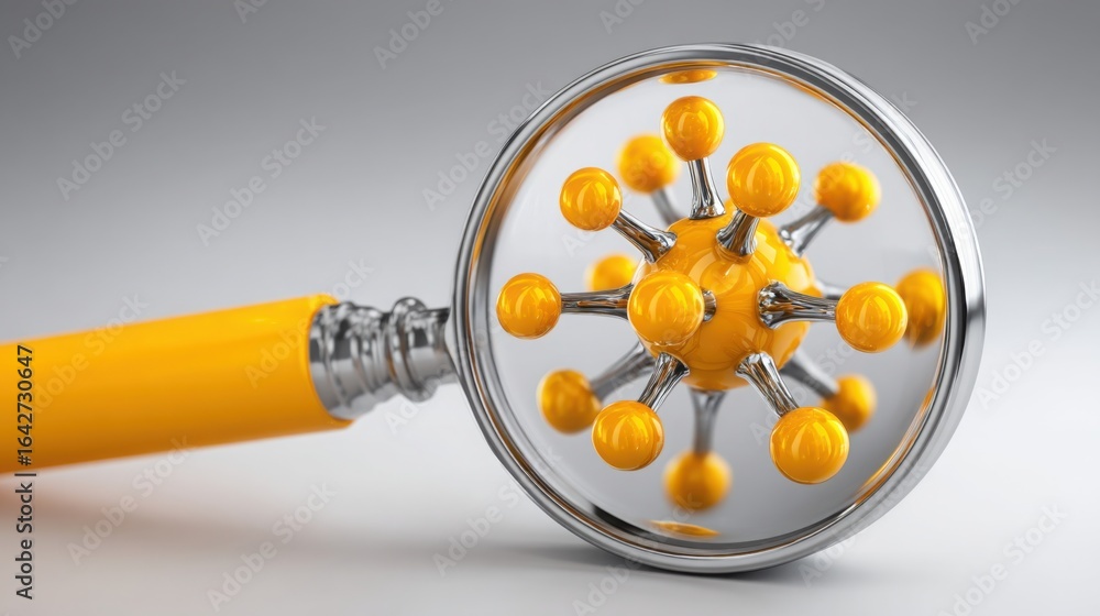 Poster a magnifying glass with a yellow handle used to spot trends and patterns over time in a realistic co