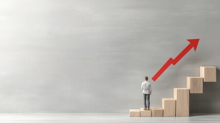Climbing the success ladder business growth strategies modern office digital art minimalist style upward view achievement mindset