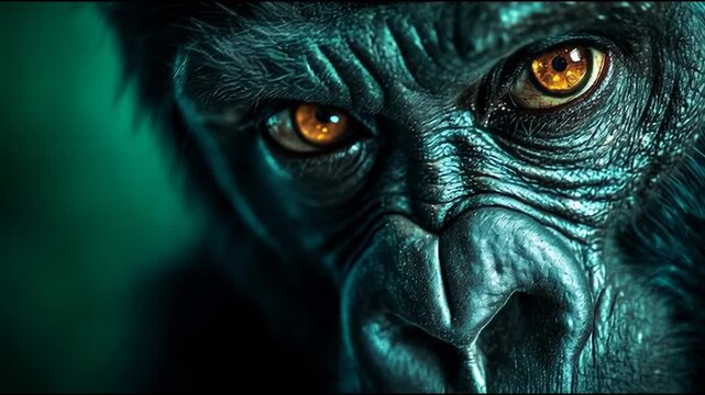 portrait of a scary face of a gorilla