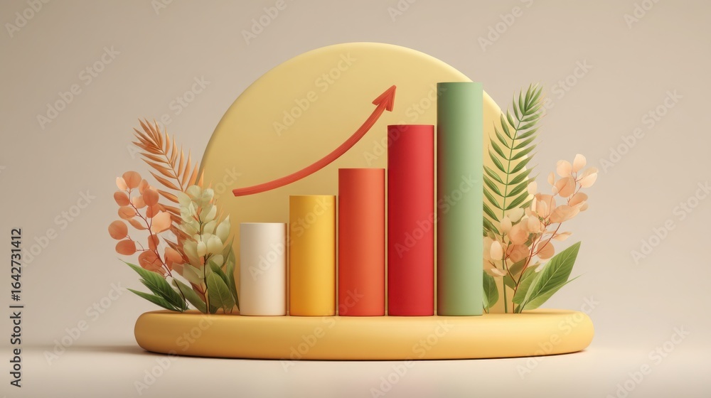 Poster chart with a growing plant symbolizing the connection between strategic value tracking and sustainab