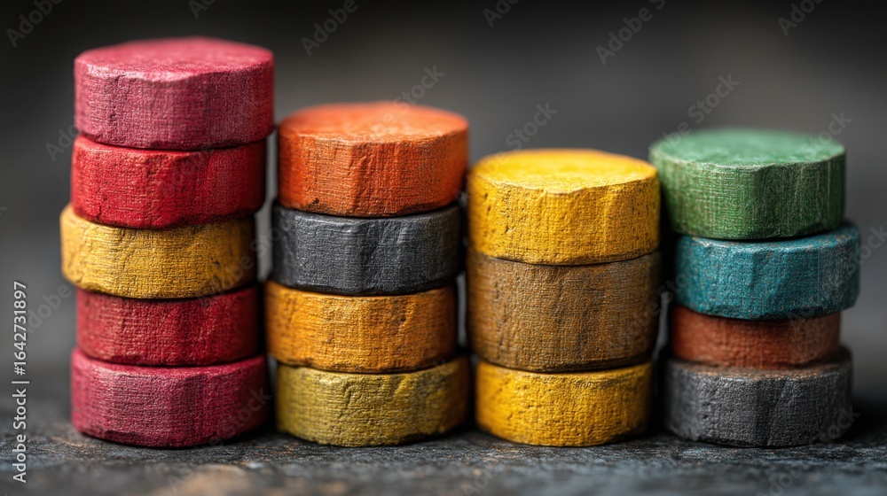 Poster a colorful stack of chalks in various bright shades arranged neatly on a surface ready for creative 