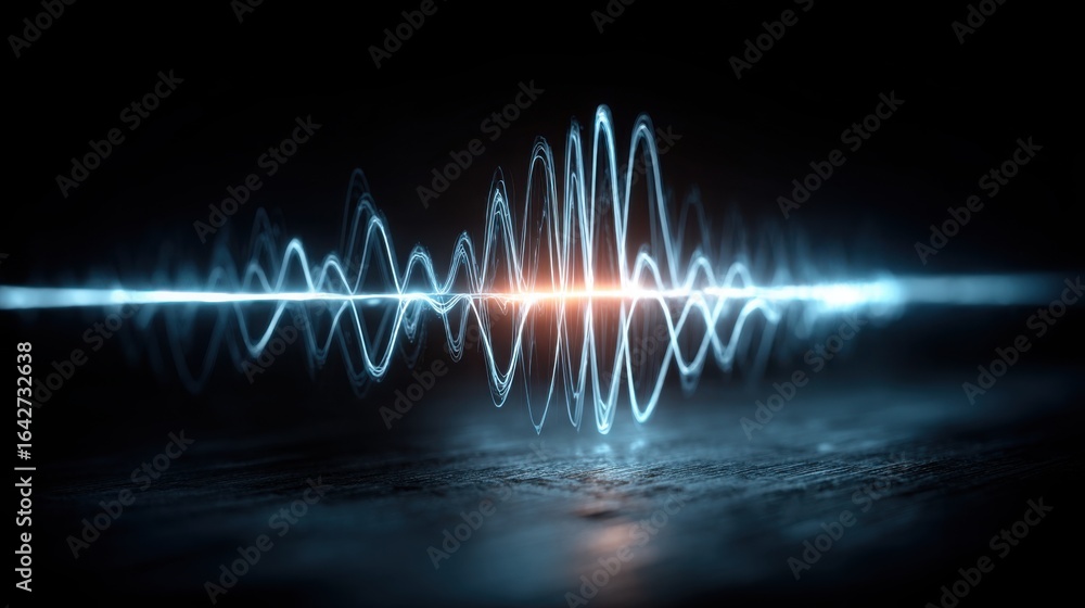 Poster vibrant sound wave visualization, illustrating the concept of task resonance and execution efficienc