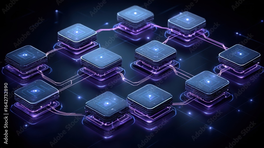 Poster futuristic abstract background comprising glowing squares creating a dynamic and engaging visual exp