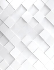 Fototapeta premium A clean, white abstract background featuring a dynamic arrangement of 3D cubes in varying sizes, casting soft shadows for depth and dimension.