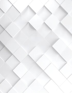 Fototapeta A clean, white abstract background featuring a dynamic arrangement of 3D cubes in varying sizes, casting soft shadows for depth and dimension.