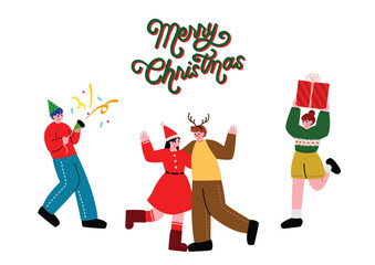 クリスマスパーティーを楽しむ男女