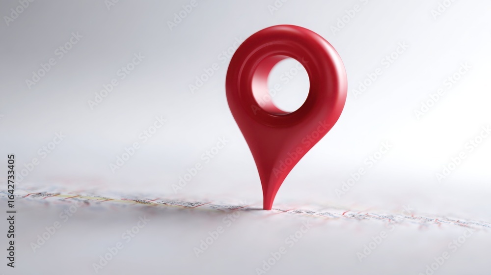 Poster red pin marking location on map representing digitally confirmed routes for optimized exit strategie