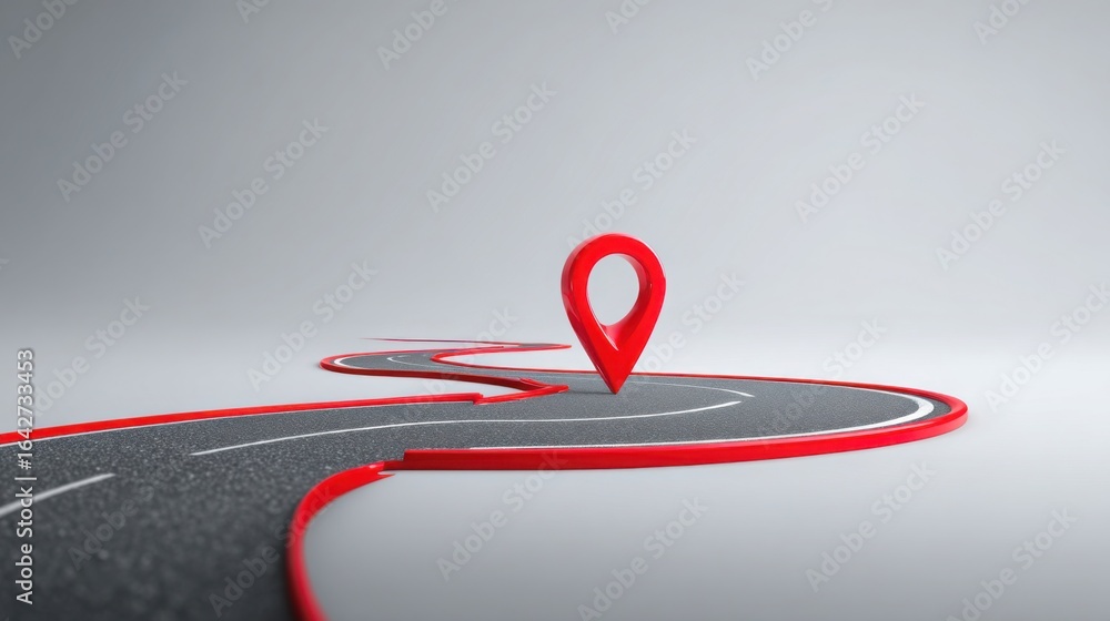 Poster road with red heart symbolizing passionate journey towards optimized exit strategies and digital nav