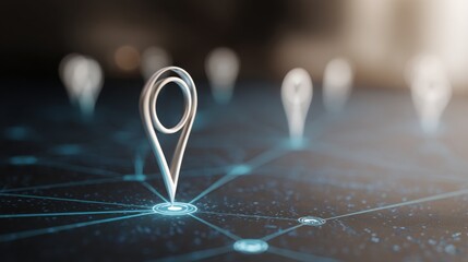Pin positioned on a map symbolizing digitally confirmed locations for optimized exit strategies and navigation paths