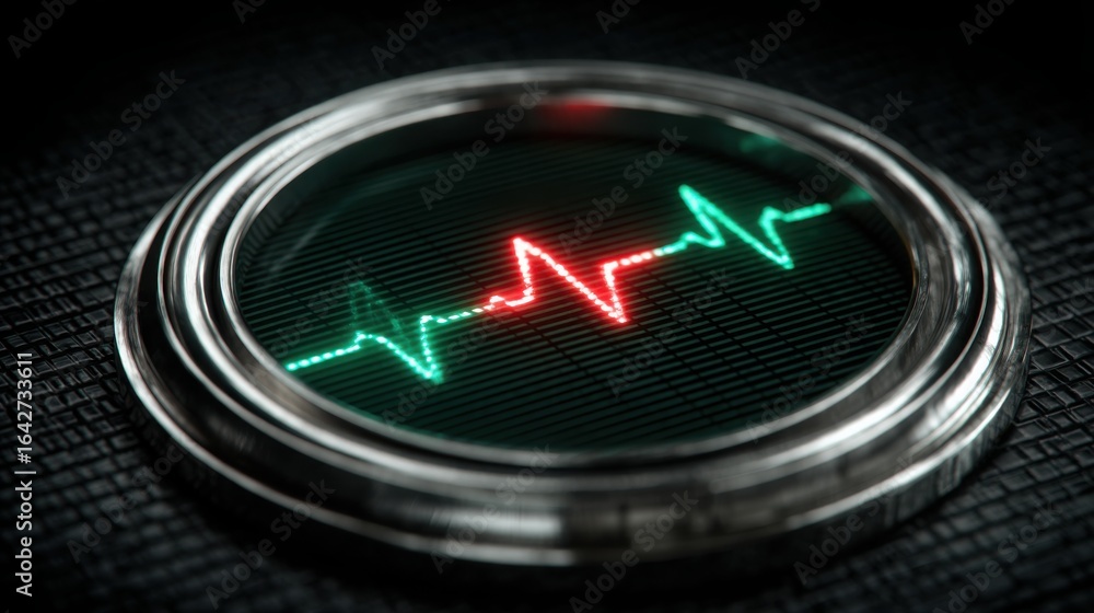Poster heartbeat displayed on a watch face symbolizing harmony and systemic alignment with modern technolog