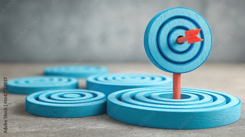 Poster icon on a table representing precision and focus in technology and modern influence detection system