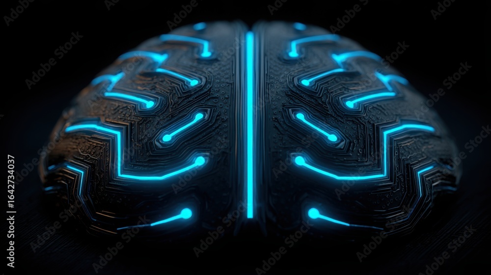Poster computer brain representing the intersection of technology and emotion in the age of digital logic a