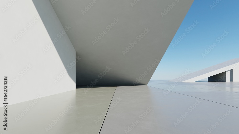 Poster 3d illustration of abstract modern architecture background, minimal geometry architectural design, c