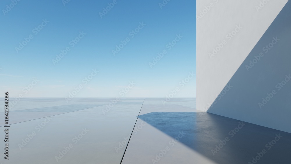 Aufkleber 3d illustration of abstract modern architecture background, minimal geometry architectural design, c