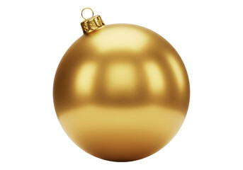 黄金色のクリスマスボールオーナメント透明背景に金色のキャップとハンガー付き