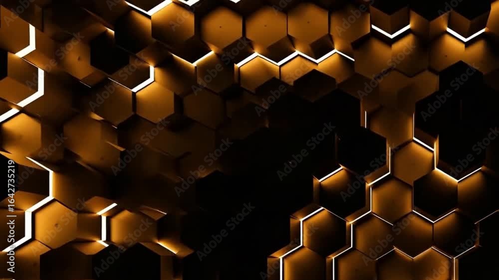 Aufkleber abstract honeycomb pattern with a golden glow, creating a dynamic and textured visual design.