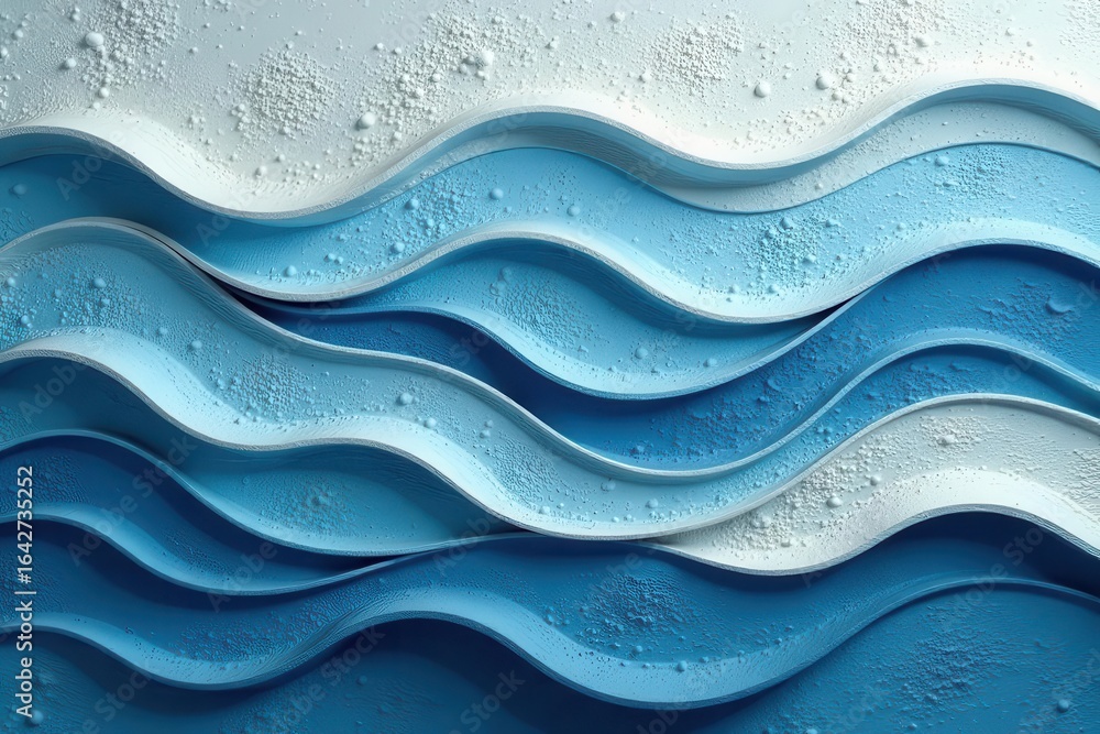 Wall mural abstract wavy ocean texture serene blue and white undulating forms with textured surface