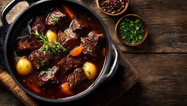exquisite beef bourguignon unveiling the richness of traditional french gastronomy generative ai