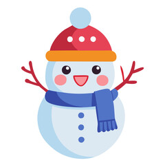 Cute smiling snowman cartoon character