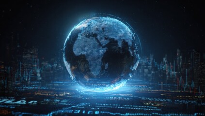 Digital Earth over city lights