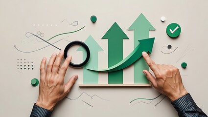 Business growth chart, business goals for success concept, businessman growth strategy, growth analysis performance metrics illustration 