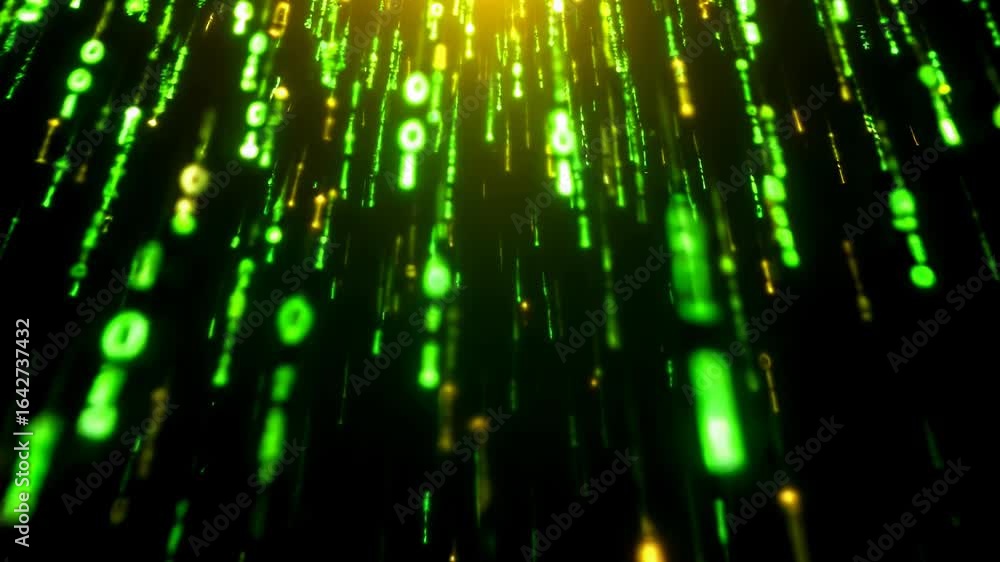 Aufkleber digital binary code cascading downwards, representing technology and data flow.
