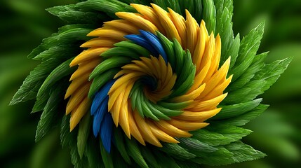 Pooled color gradients forming liquid whirlpools in flat design