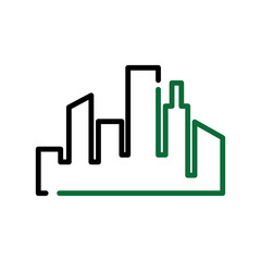 Modern Cityscape Buildings Outline Icon for Urban Development and Architecture