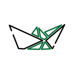 Paper Origami Boat Outline Icon for Childhood Memories and Simplicity 