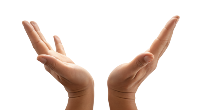 Open caring hands reaching up, symbolizing hope, support, and offering assistance with warmth.