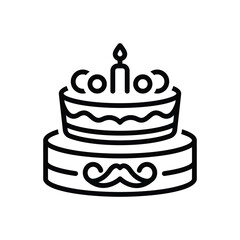 Black line icon for cake