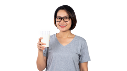 Enjoying a glass of milk indoor setting portrait bright lighting happy expression