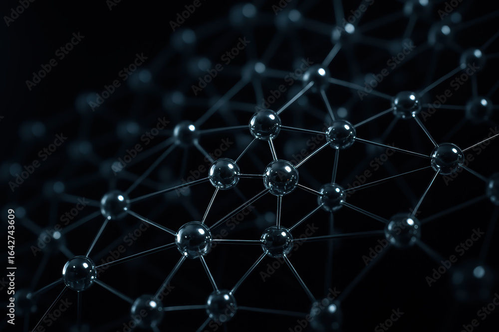 Poster element and lattice structure create crystal networks with reflective connection architecture