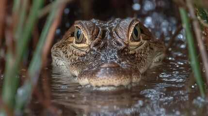 Fototapeta premium Young Alligator Emerging from Swamp Waters