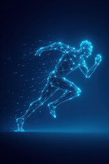 Motion and speed blend with human form as constellation and network elements create futuristic technology