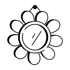 A hand drawn style icon showing round mirror