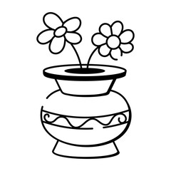 A sketchy style icon representing flowerpot
