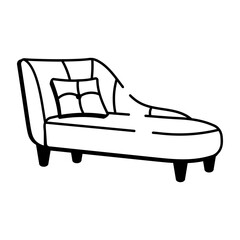 A sketchy style icon representing velvet chaise
