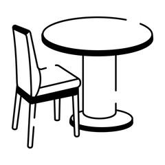 A doodle style icon showing dining table
