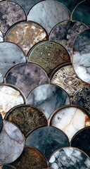 Fototapeta premium Circular, layered, fishscale mosaic